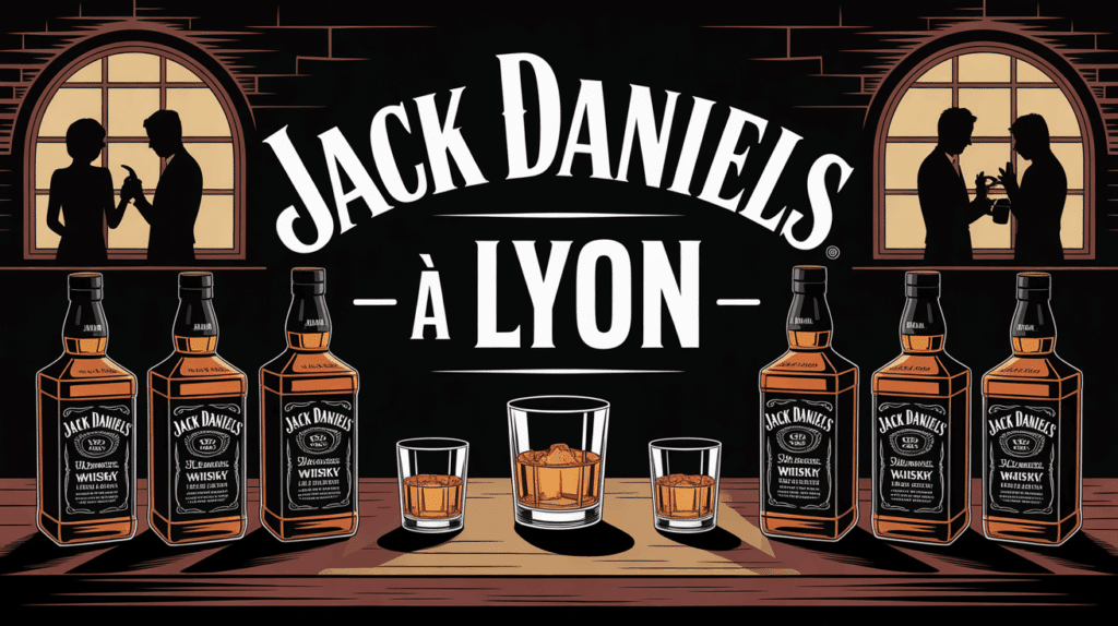 Bouteilles Jack Daniel's sur table Lyon, ambiance whisky