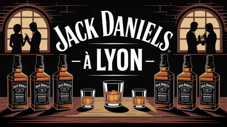 Bouteilles Jack Daniel's sur table Lyon, ambiance whisky