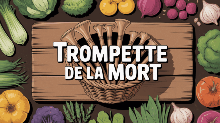 Panier trompettes de la mort sur planche bois marché lyonnais