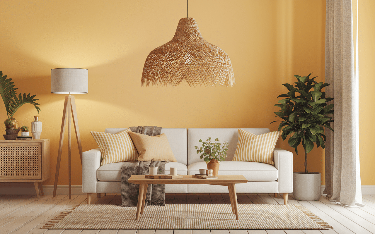 Abat jour rotin tresse main salon lumineux