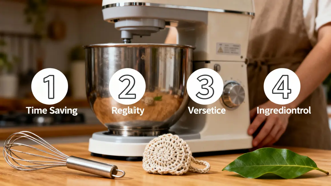Accessoires robot pâtissier, pictogrammes avantages gain de temps