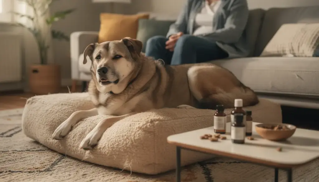 Chien détendu soin CBD maison