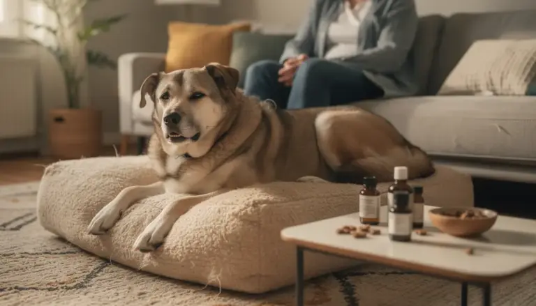 Chien détendu soin CBD maison