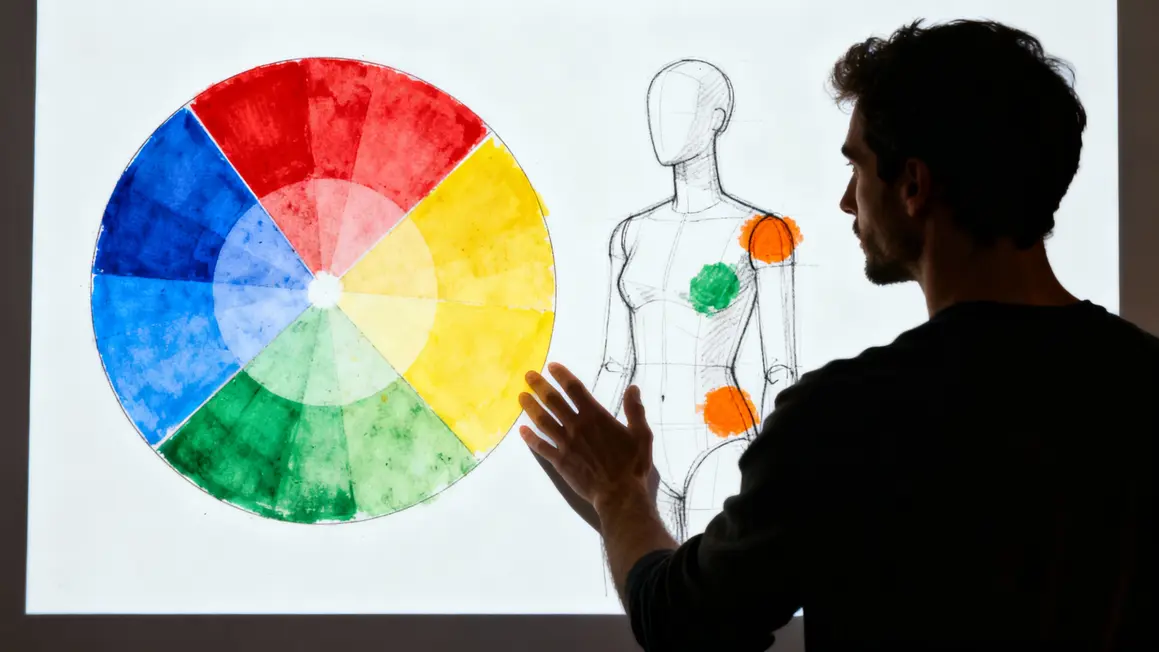 Cercle chromatique simple avec tenues homme couleurs