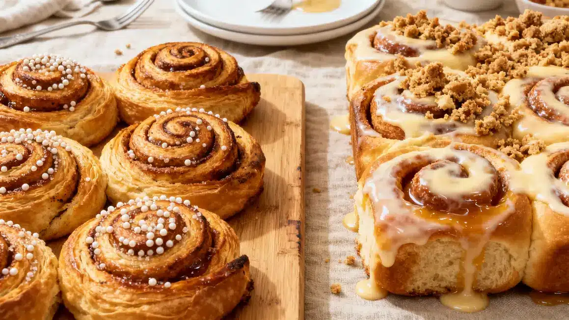 Cinnamon rolls suédois américains comparatif glaçage