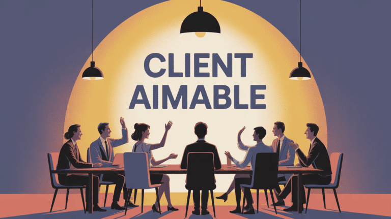 Illustration client aimable échange réunion