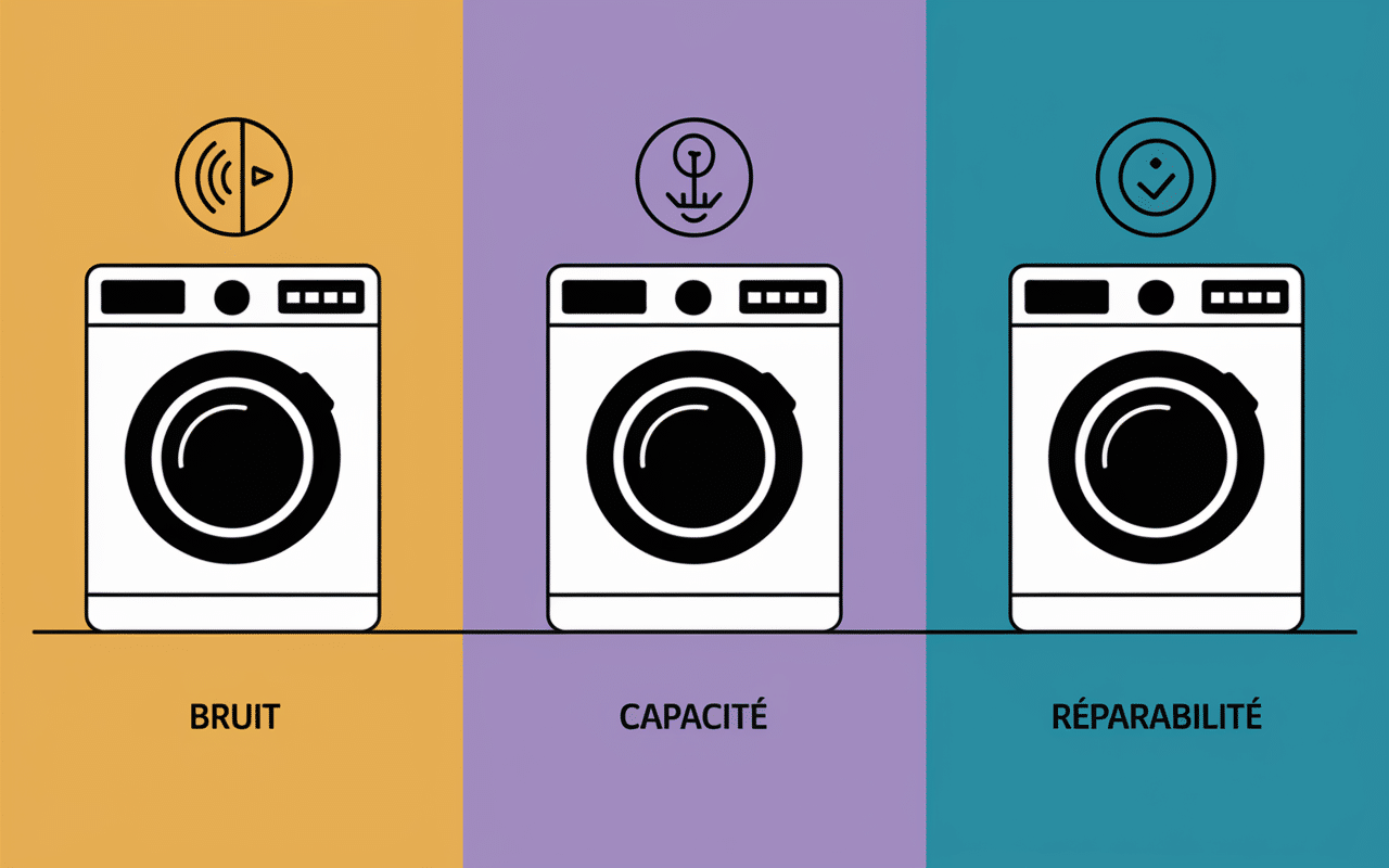 visuel machines laver comparatif capacité bruit réparabilité