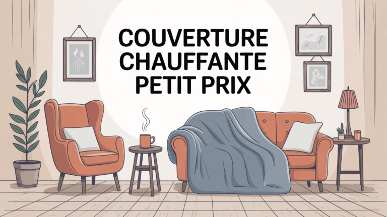 Salon cosy avec couverture chauffante Lidl sur canapé