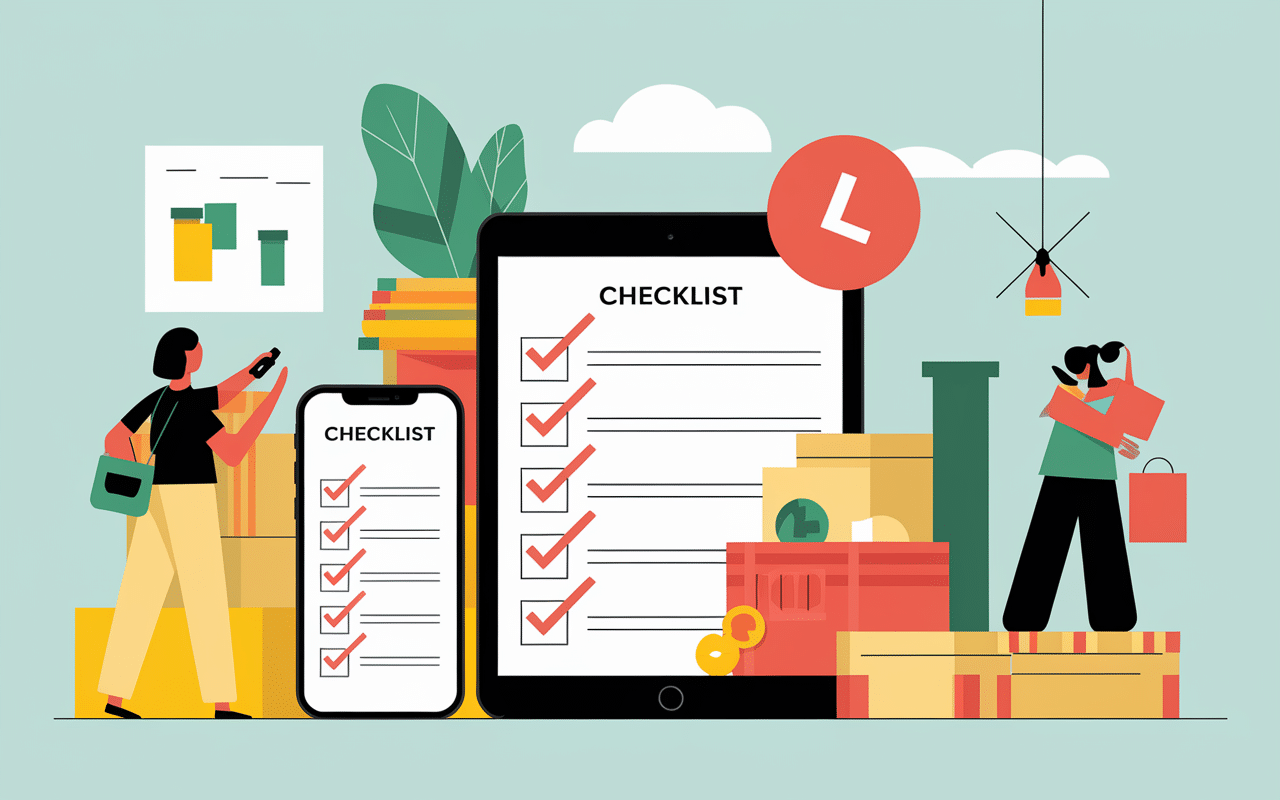 Checklist liste de courses personnalisée sur tablette imprimé smartphone