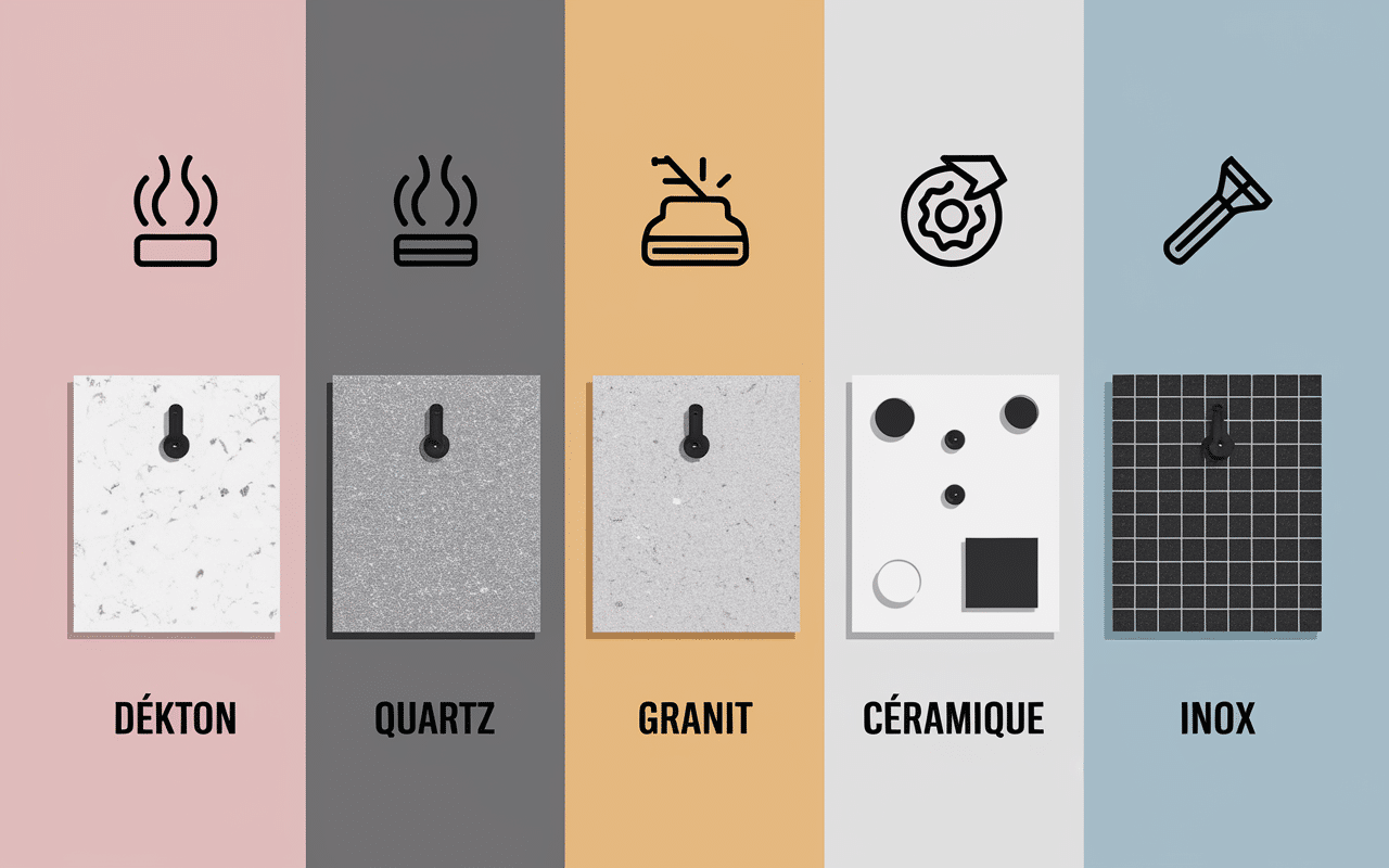 Comparatif Dekton quartz granit cuisine