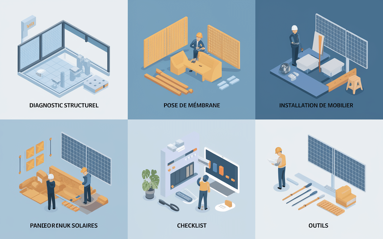 schema etapes projet toit terrasse diagnostic mobilier