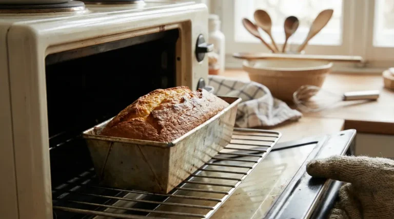 Gros plan gateau au yaourt doré dans le four