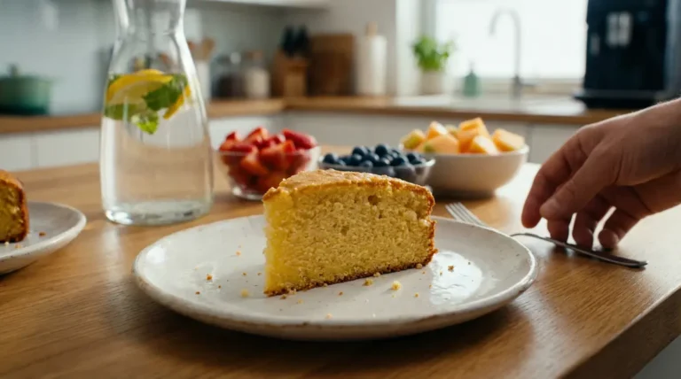 Gros plan part de gateau yaourt maison calories