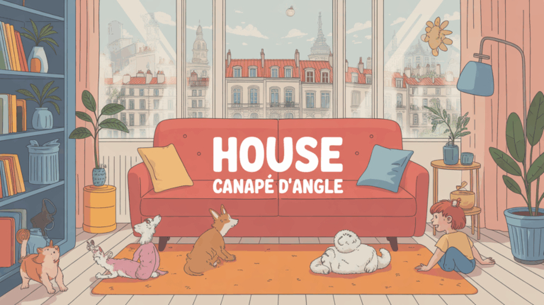 Salon lyonnais, housse canapé d'angle, enfants et animaux