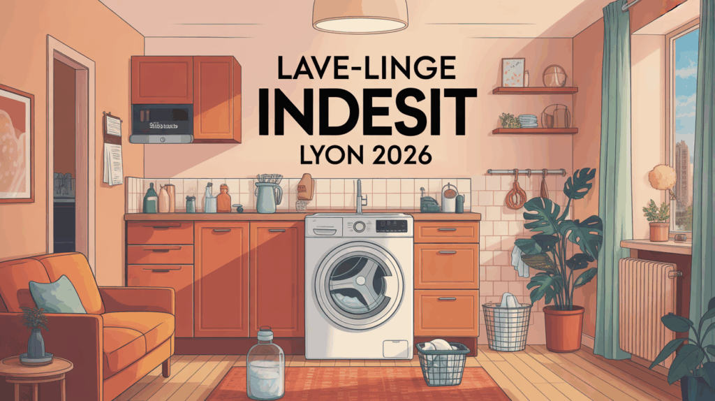 Lave linge Indesit moderne dans appartement familial Lyon