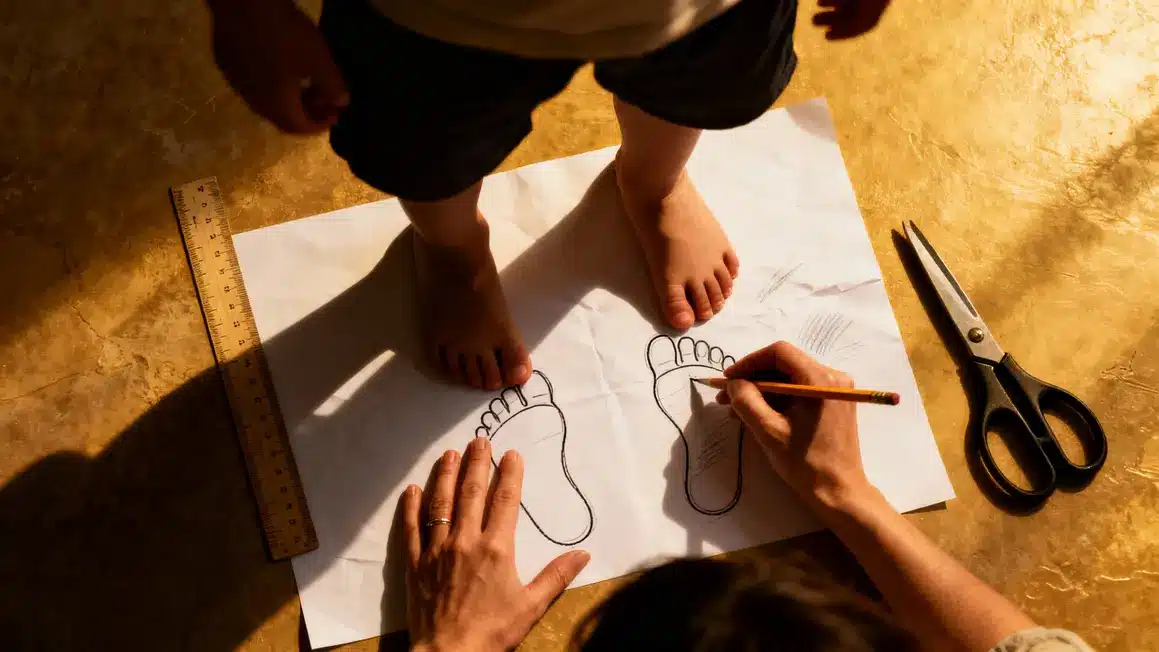 mesure pieds enfant sur feuille conseils chaussures