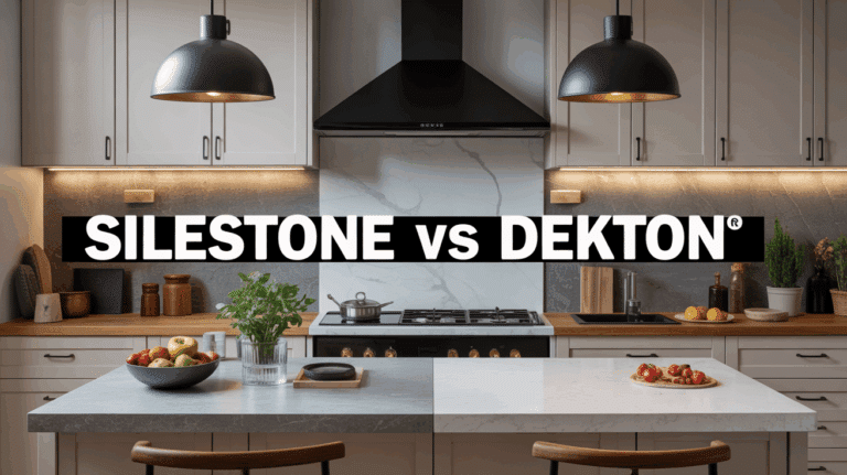 Comparatif visuel plan de travail Silestone et Dekton à Lyon