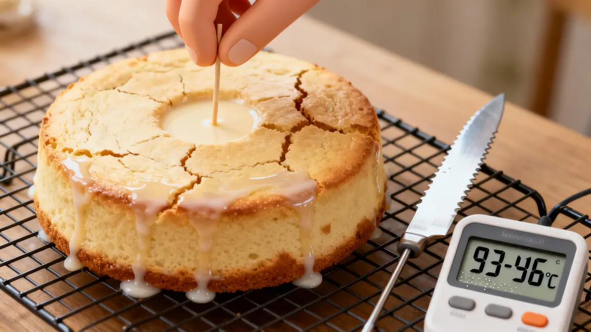 Cure-dent thermometre sur gateau au yaourt pour cuisson