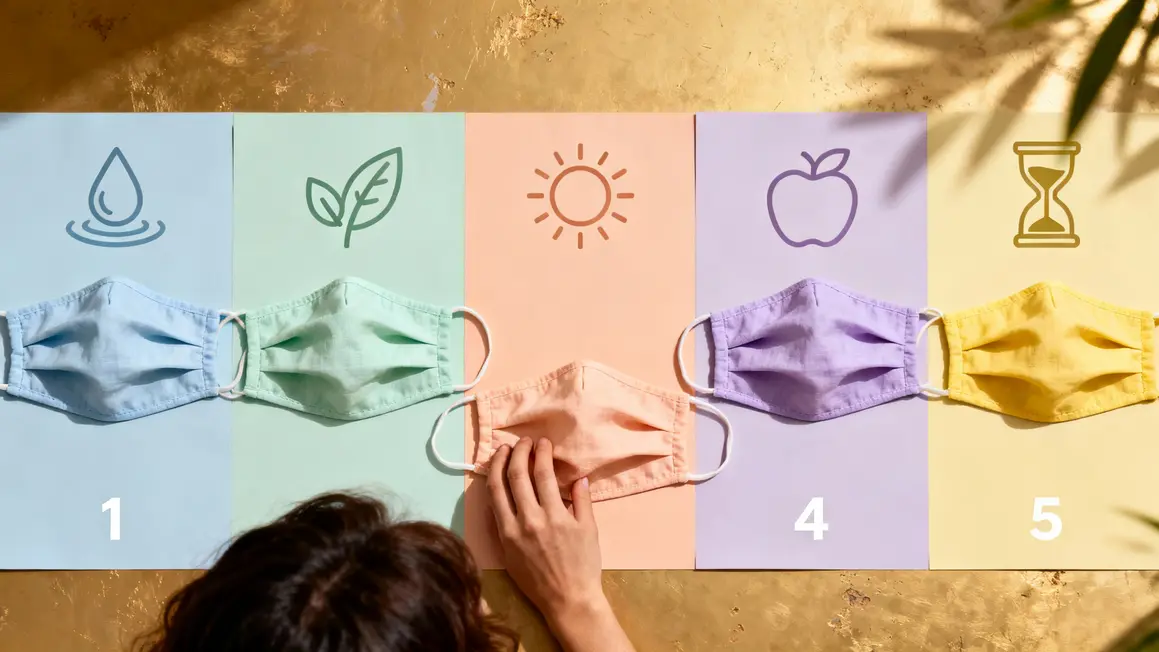 tableau visuel bienfaits masque en tissu coreen pictogramme