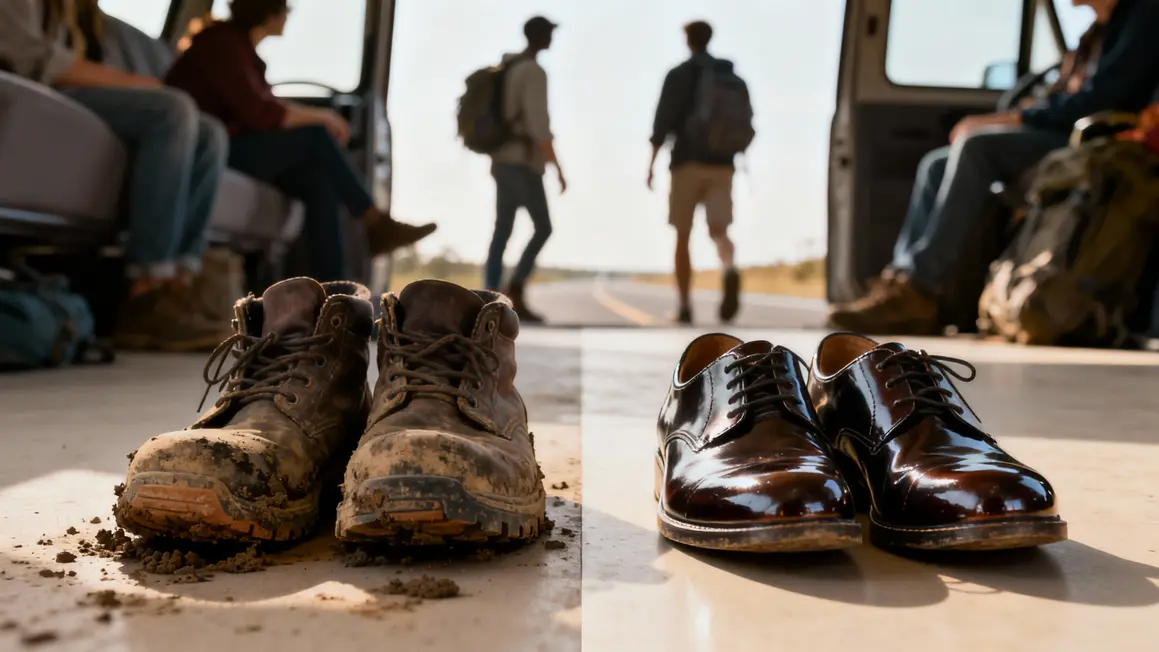 Chaussures sales et propres entretien en voyage