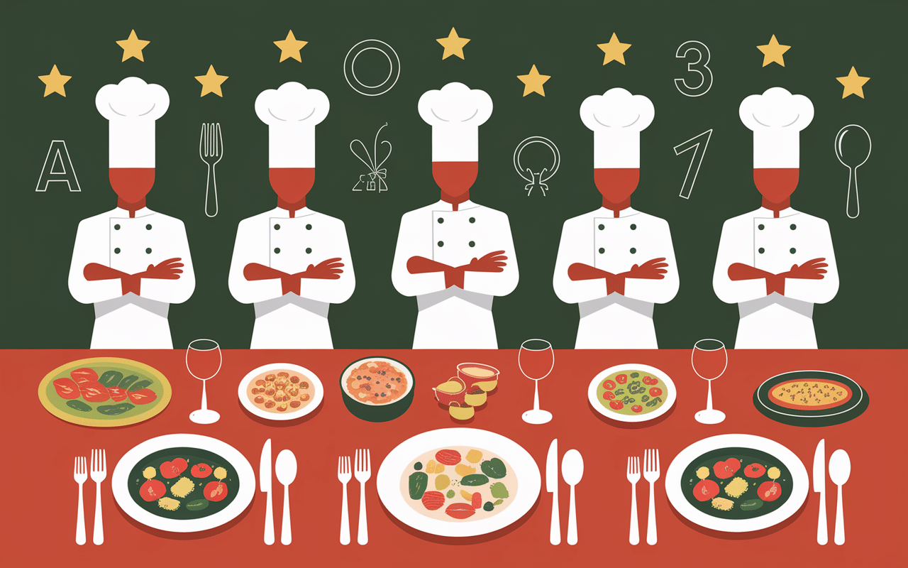 Plateau avec plats italiens et chefs italiens