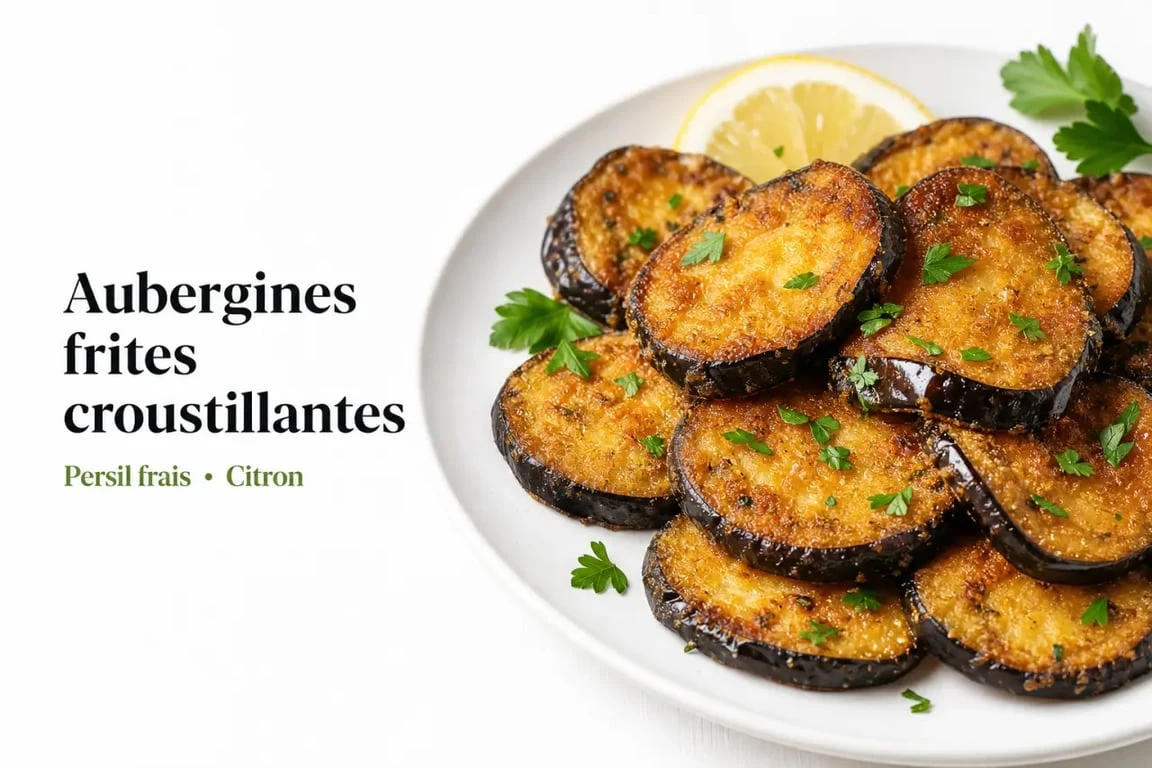 Assiette d'aubergines frites croustillantes et dorées, prêtes à être dégustées