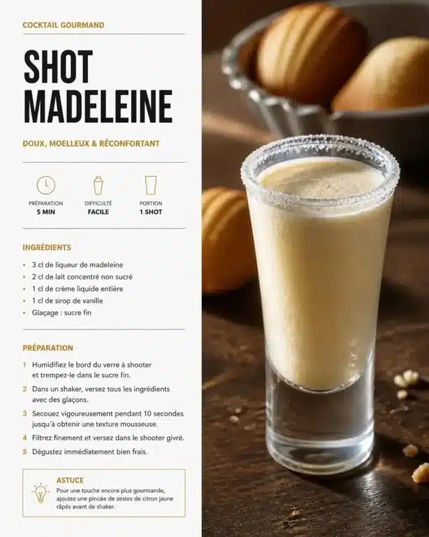 Recette du shot madeleine dans un verre givré