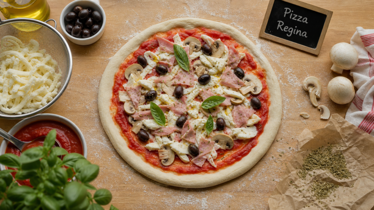 ingredient pizza : garnitures anti-détrempe, pâte et mozzarella