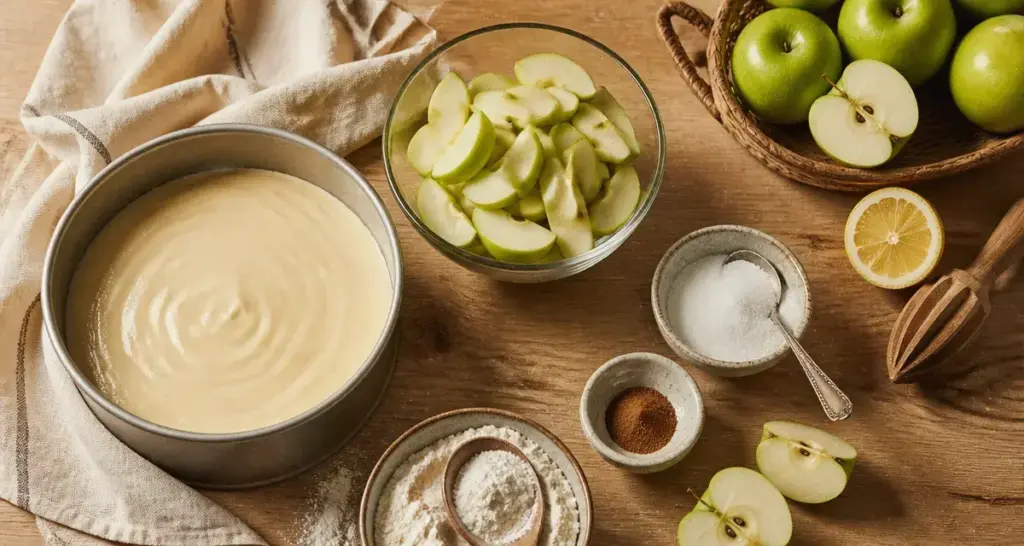 Recette avec des pommes : moule, pâte et pommes, cannelle et citron