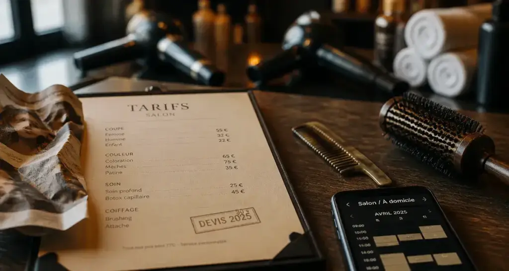 Tarif coiffure 2025 : carte de prix et planning salon