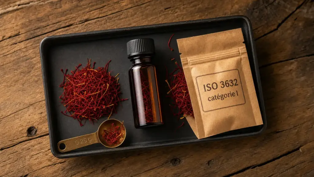 Acheter safran : pistils ISO 3632, catégorie I, prix à vérifier