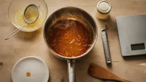 Cire au sucre recette : test de la goutte à 129°C