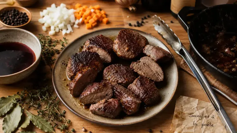 Comment faire cuire du sanglier à la poêle : filet bruni en croûte, marinade