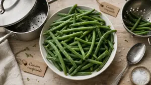 Cuisson haricot vert frais : haricots verts, vapeur, 6 à 15 min
