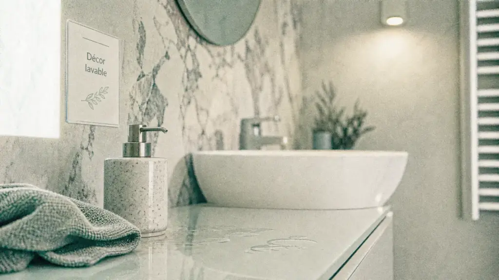 Décoration murale salle de bain : panneau effet marbre anti-humidité