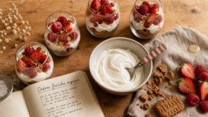 Dessert crème fraîche rapide en verrines aux fruits rouges et crème fraîche