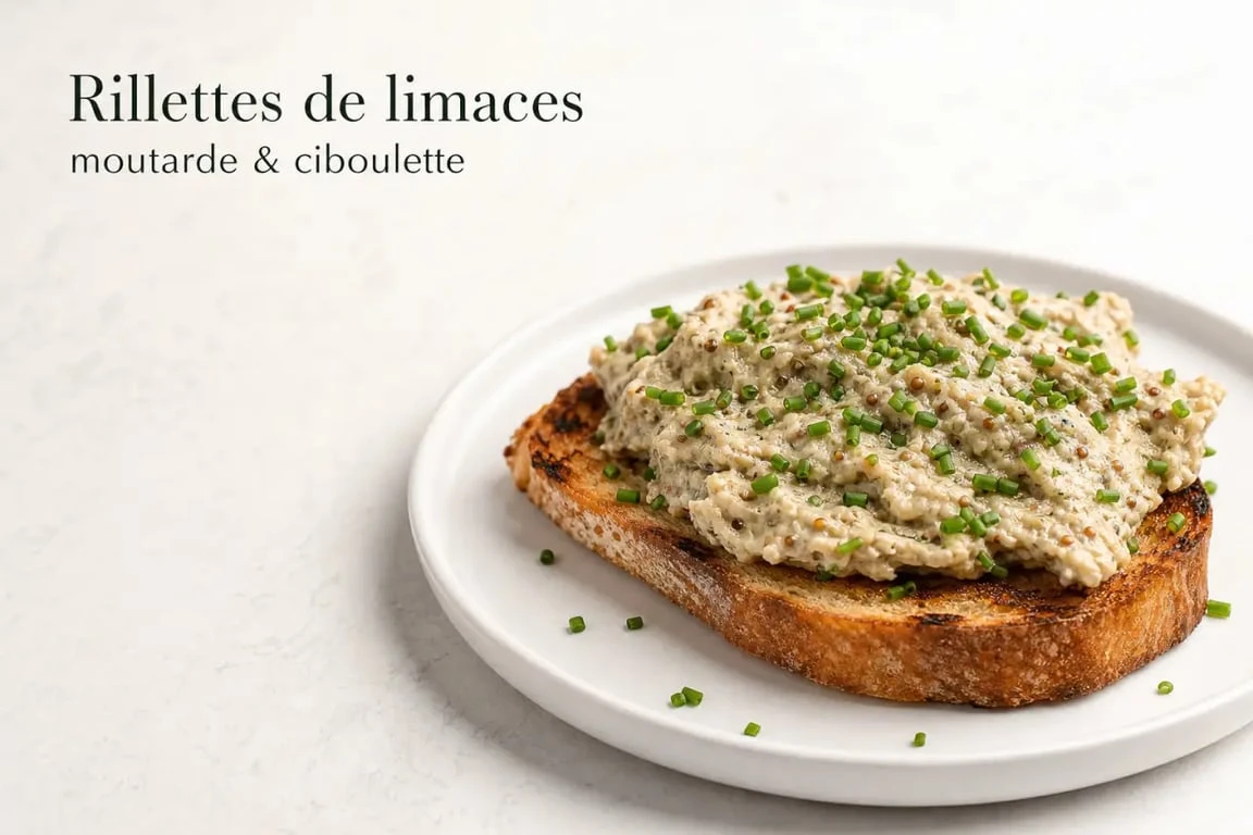 Recette limaces en rillettes à la moutarde et à la ciboulette sur pain grillé