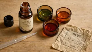 Huile essentielle périmée dangereuse : flacon DLUO ouvert