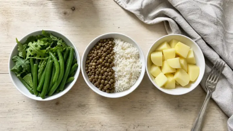 Liste des legumes et feculents : pommes de terre, lentilles et maïs