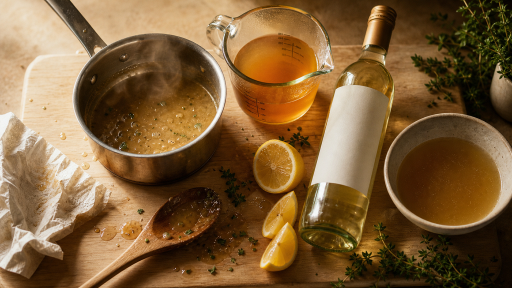 Par quoi remplacer le vin blanc : bouillon, citron et fumet en cuisine