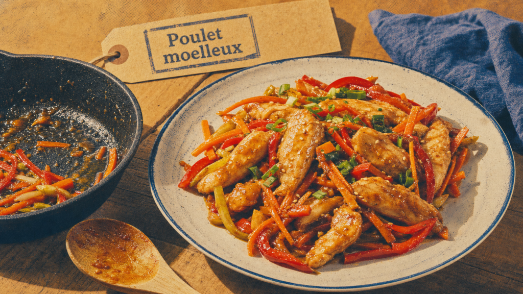 Plat a base de poulet : sauté de poulet aux légumes croquants