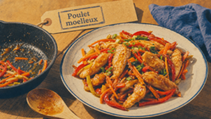 Plat a base de poulet : sauté de poulet aux légumes croquants