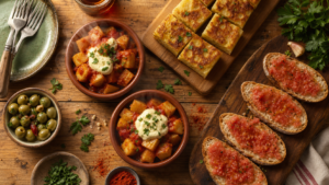 Recette des tapas espagnol : patatas bravas, tortilla et pan con tomate