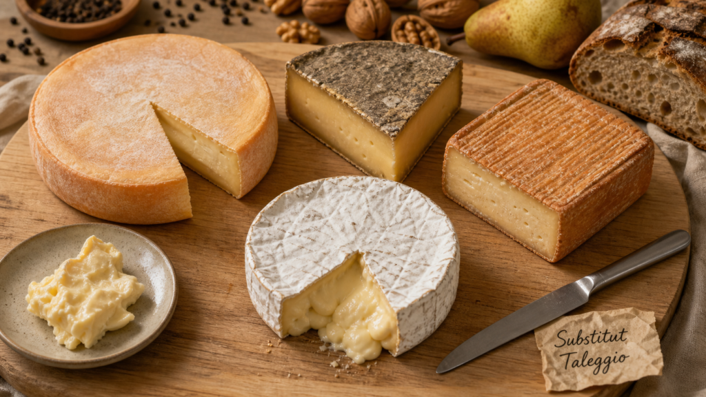 Taleggio équivalent français : Reblochon, Saint-Nectaire, Livarot, Brie