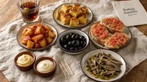 Tapas espagnols maison : tortilla de patatas et patatas bravas