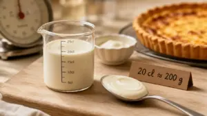20 cl creme fraiche en g : 200 g (crème fraîche en verre doseur)