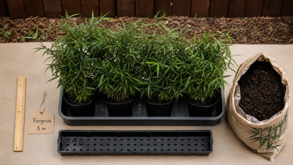 Bambou non traçant brise vue en pot : haie dense