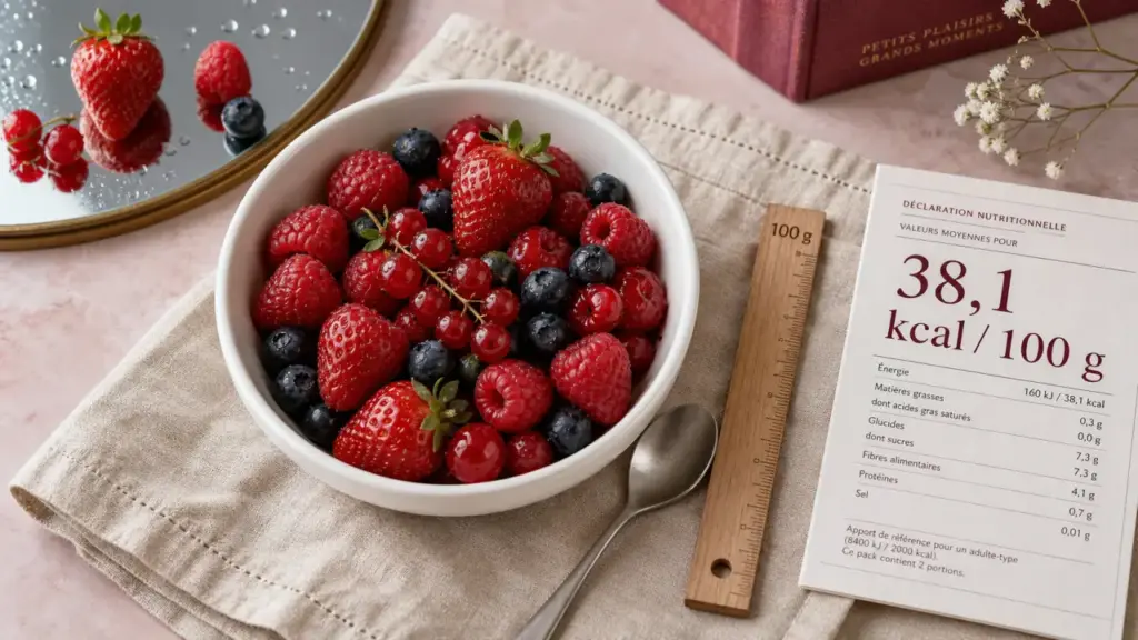 Calories fruits rouges : 38,1 kcal pour 100 g de fruits rouges
