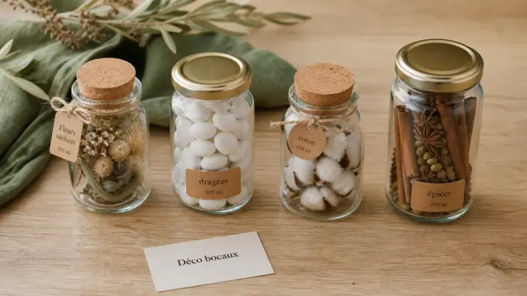 Déco bocaux 100 ml : liège ou Twist-Off, bocaux déco et étiquettes kraft