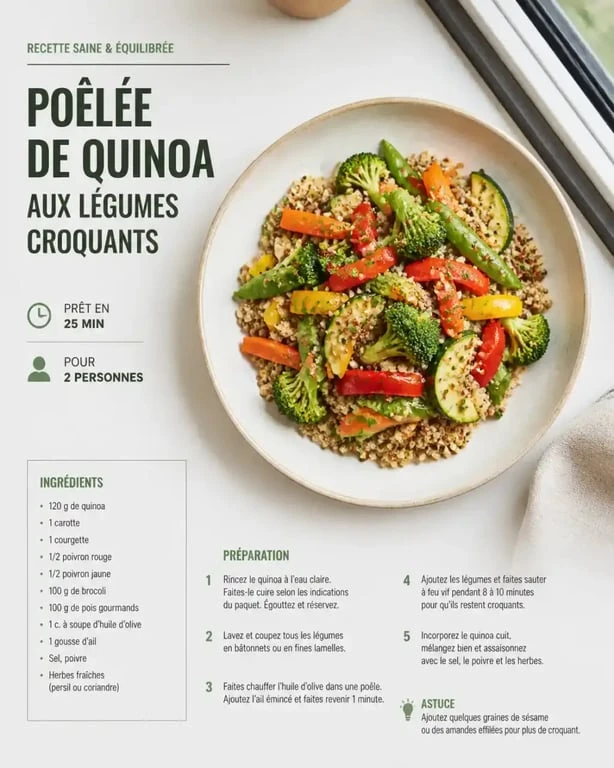 Recette de poêlée de quinoa aux légumes croquants pour van et camping car